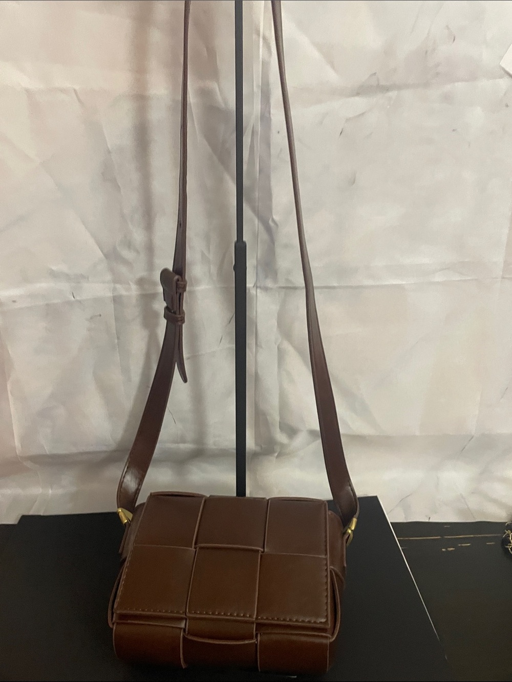 Brown Woven  Crossbody Bag
